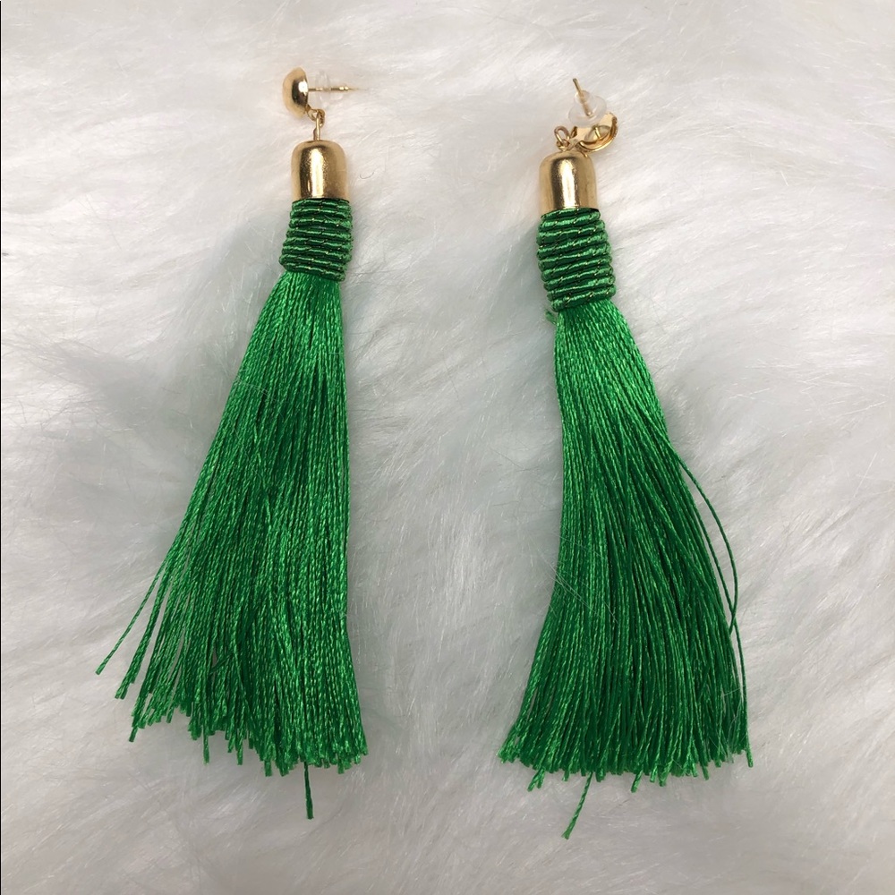 Green Fringe earrings